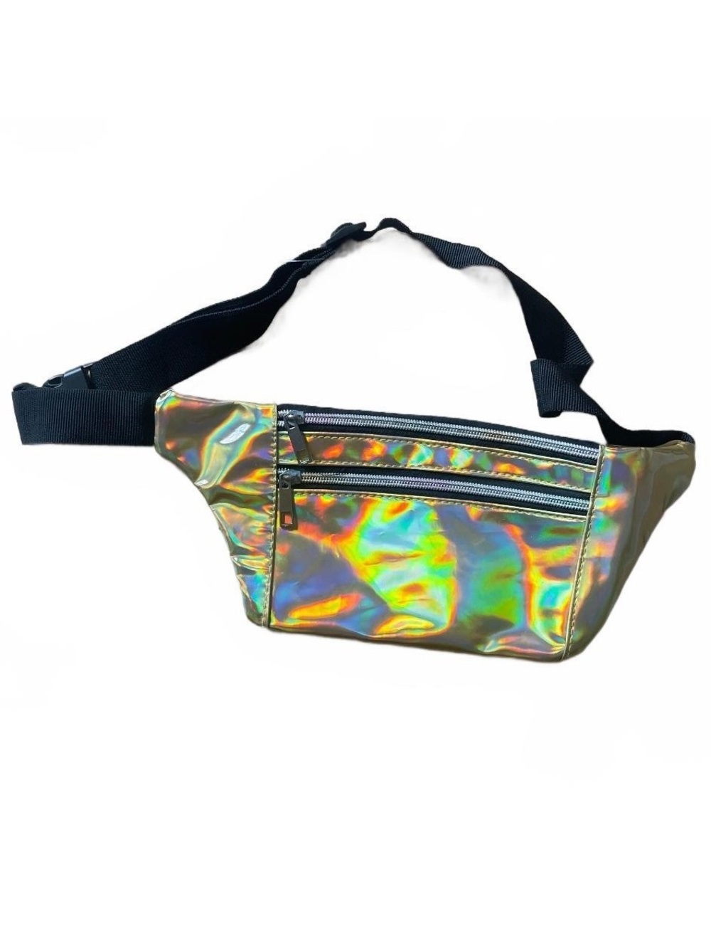 Holographic Fanny Pack with Adjustable Black Strap
